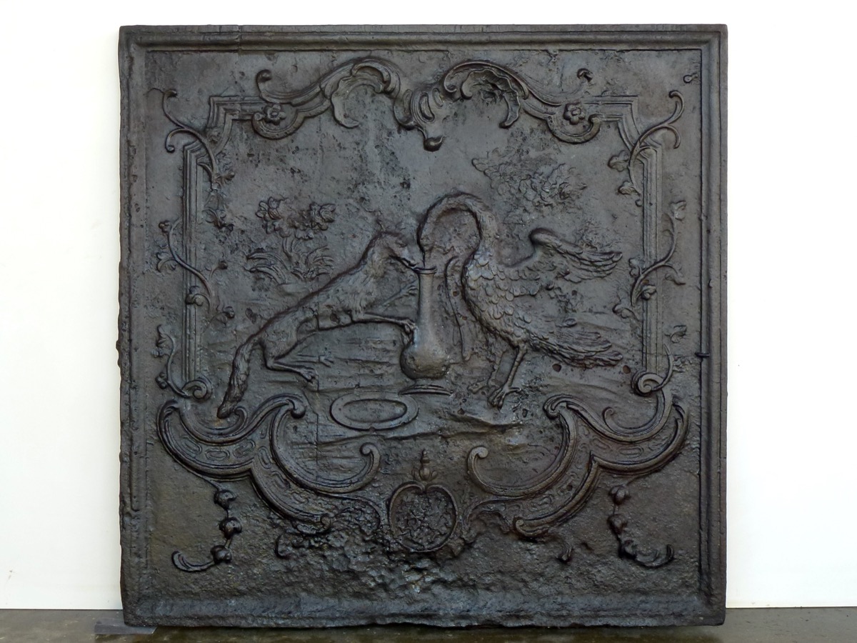 Plaque cheminée ancienne, Contrecoeur ancien  - Fonte - Régence - XVIIIeS.