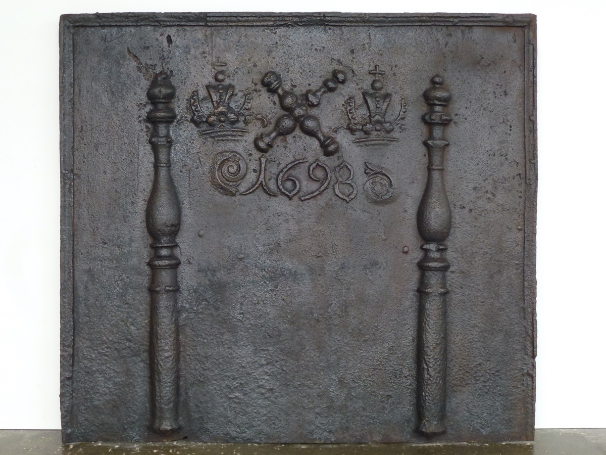 Plaque cheminée ancienne, Contrecoeur ancien - Fonte - Louis XIV