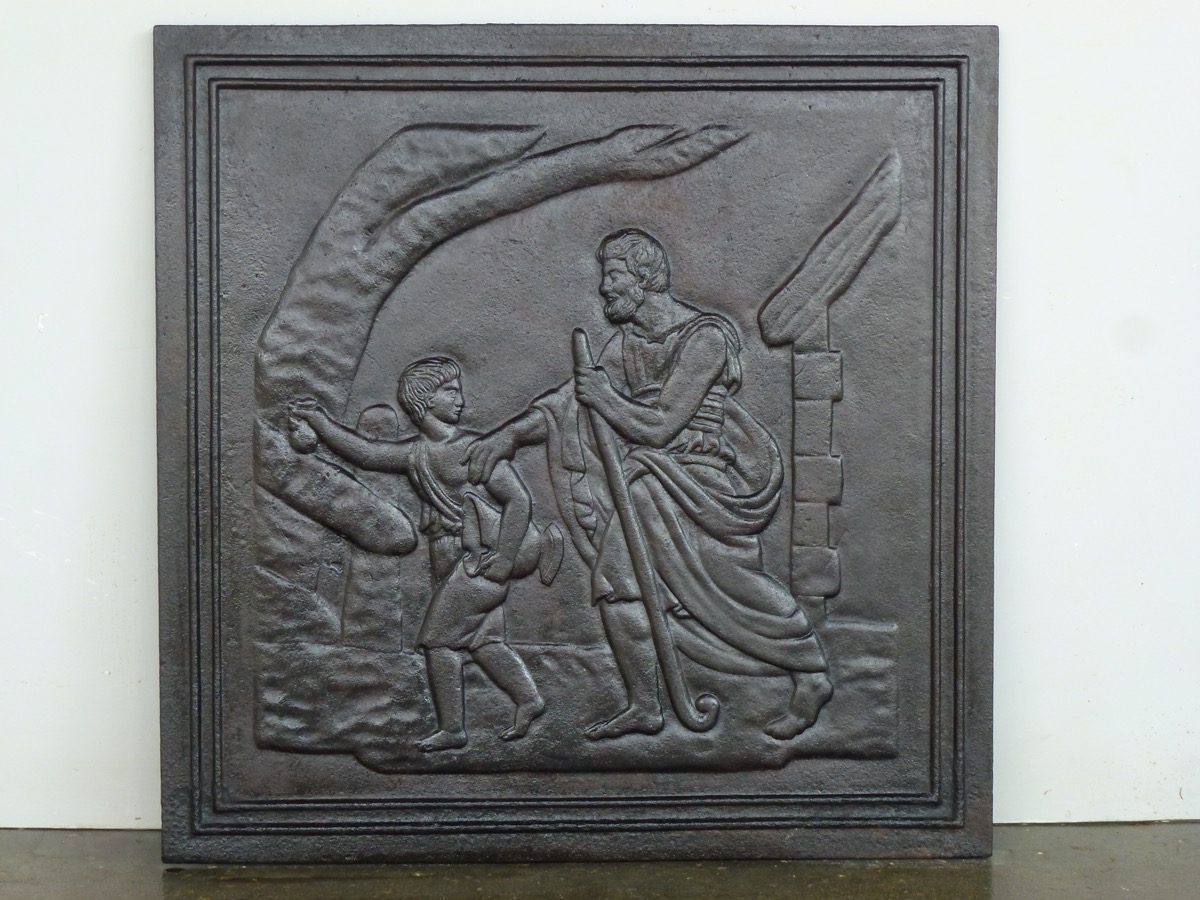 Plaque cheminée ancienne, Contrecoeur ancien  - Fonte - Louis-Philippe - XIXeS.