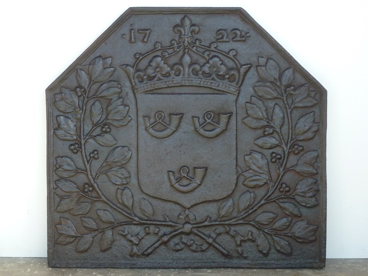 Plaque Cheminée en Fonte XVIIe Armoiries Des Rois de France 1675